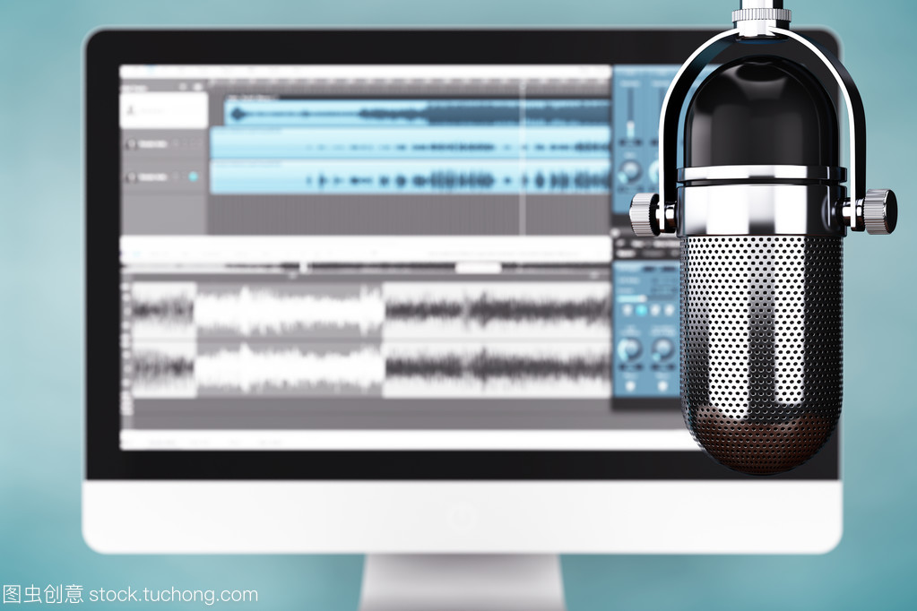 音樂(lè)錄音工作室概念。Condencer 麥克風(fēng)
